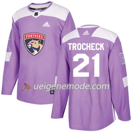 Herren Eishockey Florida Panthers Trikot Vincent Trocheck 21 Adidas 2017-2018 Lila Fights Cancer Practice Authentic
